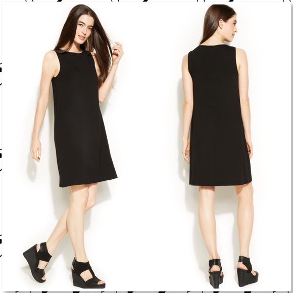 eileen fisher black sleeveless dress